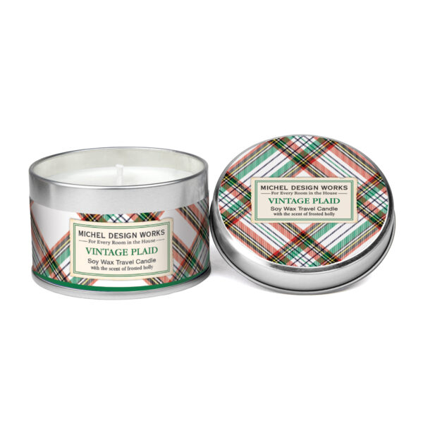 Michel Design Works Vintage Plaid Travel Candle