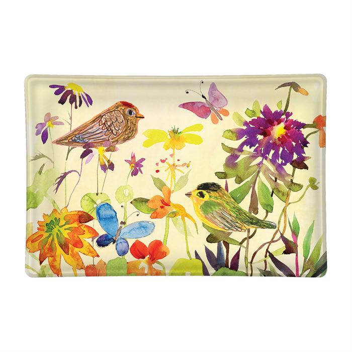 Michel Design Works Birds & Butterflies Rectangular Glass Soap Dish