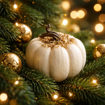 Baker Street Christmas Collection white velvet pumpkin
