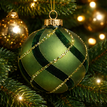 Baker Street Christmas Collection Green velvet and matt patterned  with gold detail