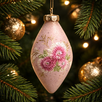 Baker Street Christmas Collection Pink with embroidery teardrop 12cm