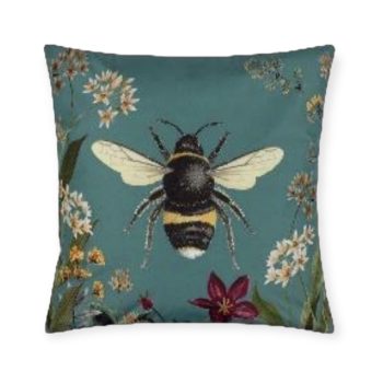 Briarwood Cottage Velvet Teal Bee Cushion Cover